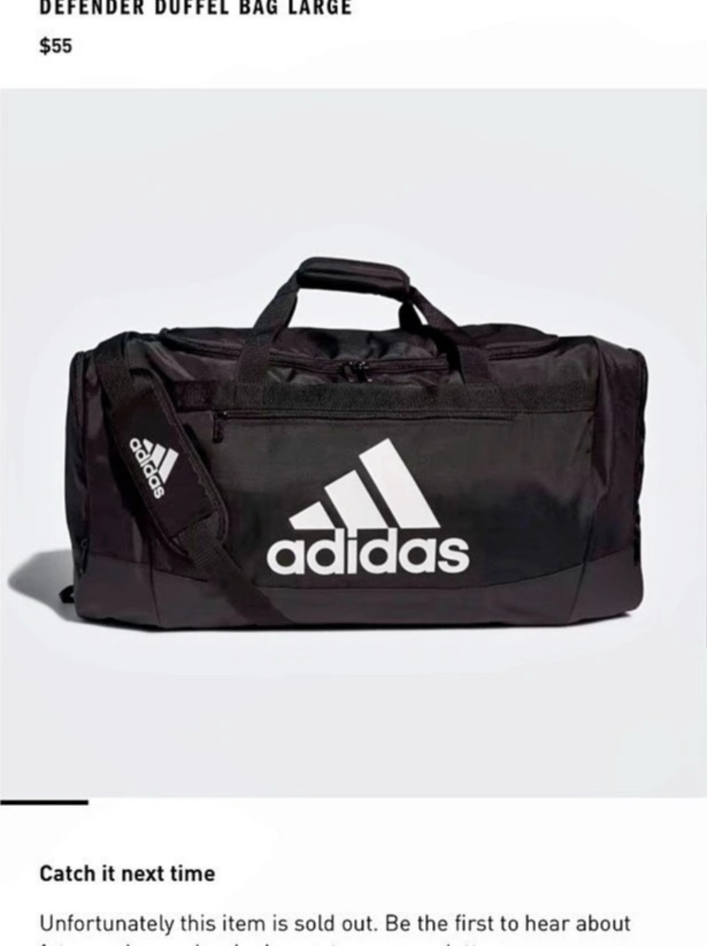 adidas Defender Duffel Bag Black Athletic Bag - medium